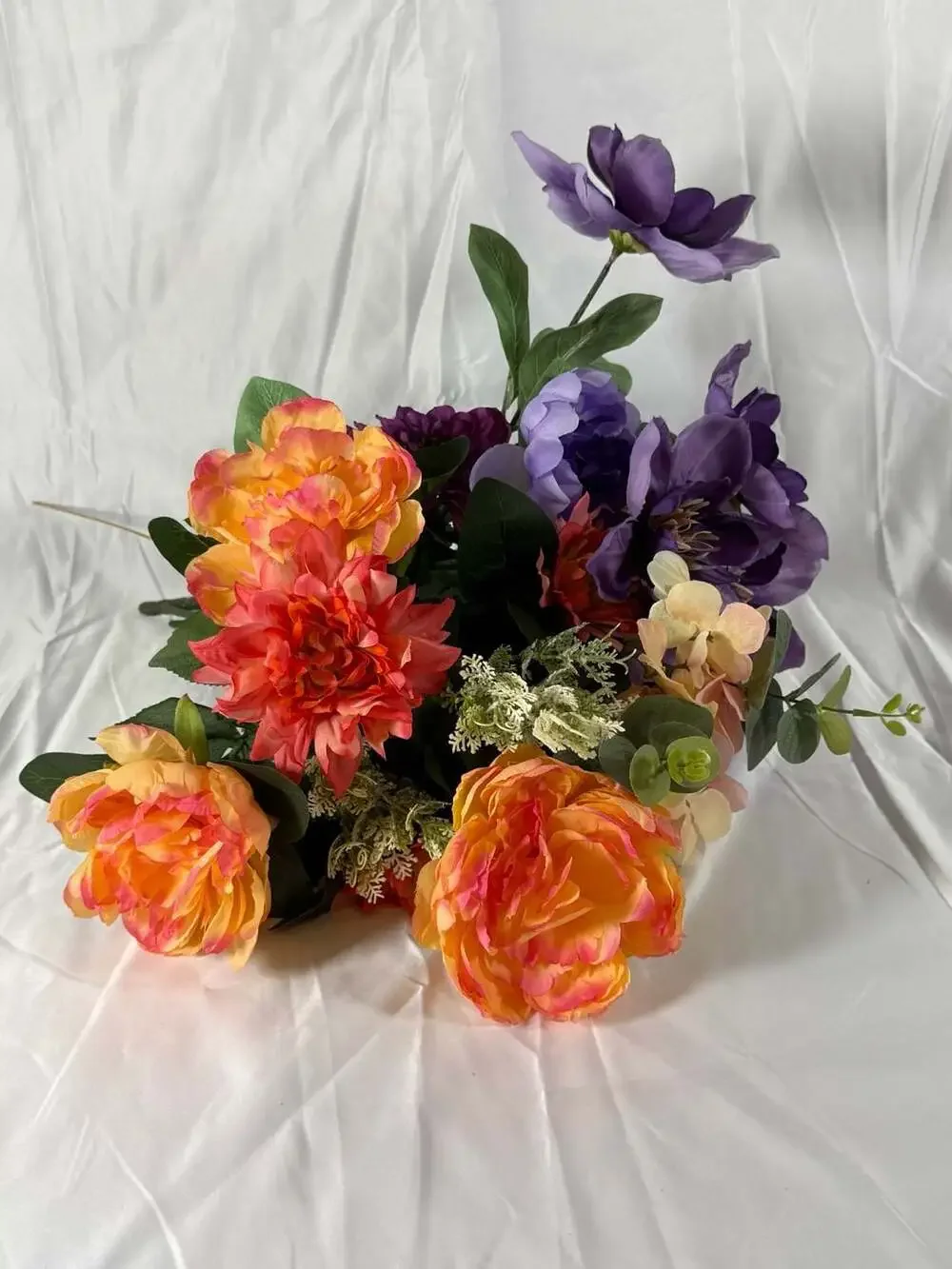 Artificial Silk Flower Arrangement Bouquet with Peonies Dahlias and Hydrangeas
